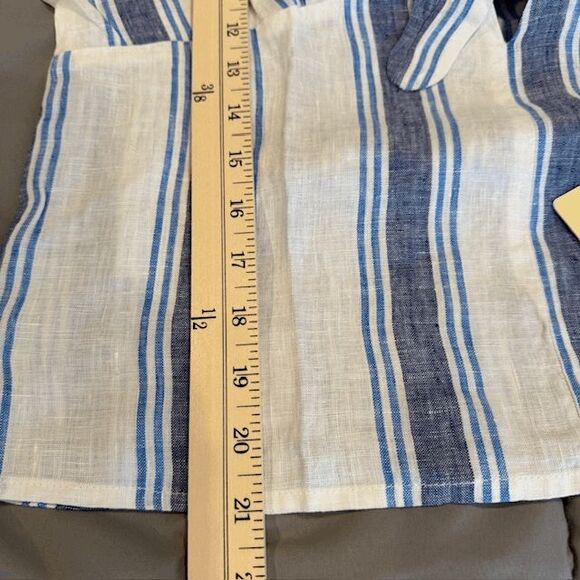 NEW! Birds of Paradis by Trovata Jodie Linen Tie Front Shirt Stripe Size Small - Picture 8 of 9